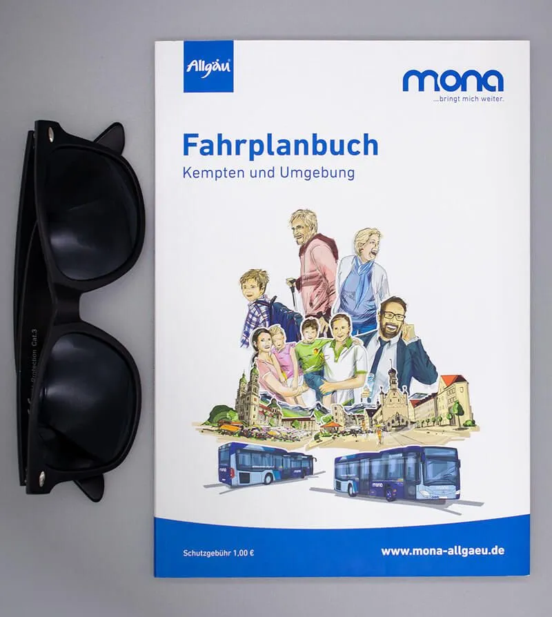 mona Fahrplanbuch - Printprodukt von greiterundcie.
