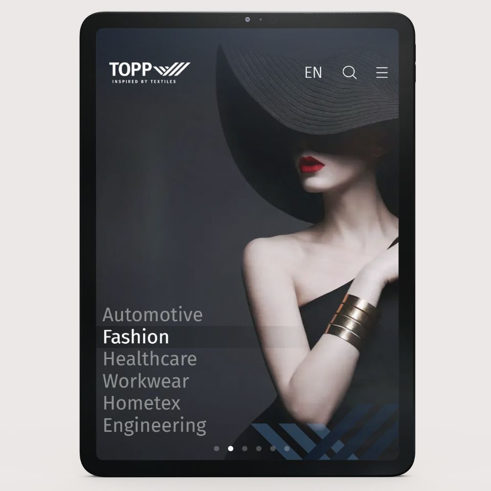 Neue TOPP Textiles Website - Website Entwicklung durch die Full Service Agentur greiterundcie.