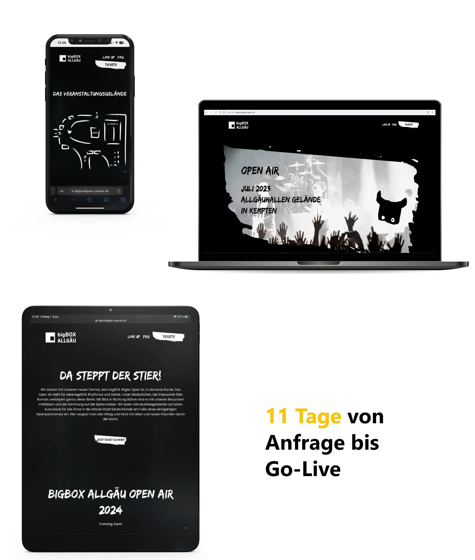 Responsives Webdesign für die Website des bigBOX Allgäu Openairs - in nur 11 Tagen umgesetzt durch die Werbeagentur greiterundcie.